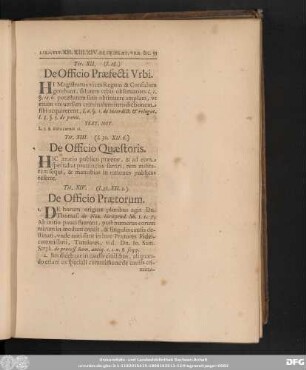 Tit. XII. (I. 28.) De Officio Praefecti Urbi.