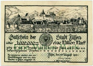Geldschein / Notgeld, 1 Million Mark, 25.8.1923