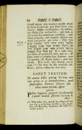 Caput tertium. De nomine Dei...Elohim una cum petita eo demonstratione,[...]