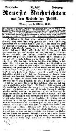Neueste Nachrichten aus dem Gebiete der Politik. 1860,10/12 = Jg. 13