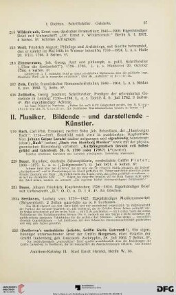 II. Musiker. Bildende- und darstellende- Künstler (Nr. 219-362)