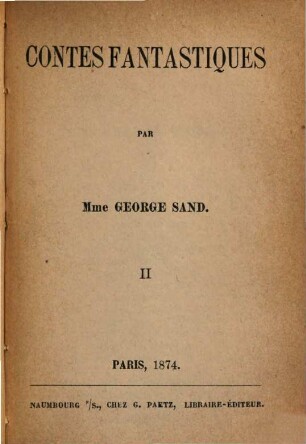 Contes fantastiques : Par George Sand, 2