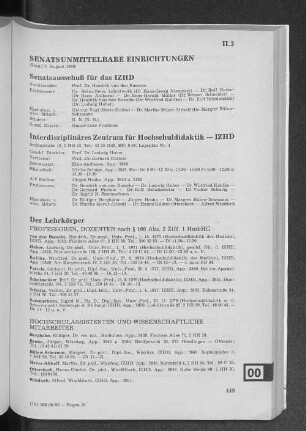 II.3 Senatsunmittelbare Einrichtungen