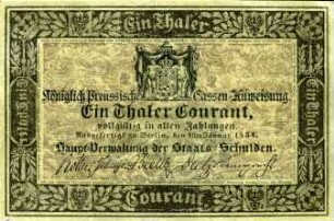 Preußen Hauptverwaltung Staatsschulden: 1 Taler 1834