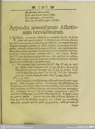 Appendix nonnullarum Assertionum brevissimarum
