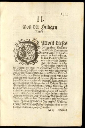 II. Von der Heiligen Tauffe:
