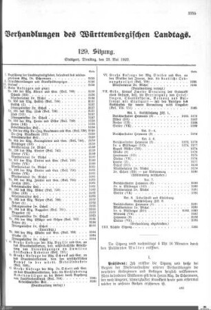 129. Sitzung, Stuttgart, 23.5.1922