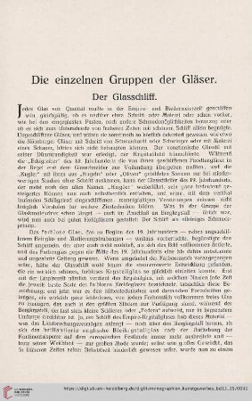 Die einzelnen Gruppe der Gläser