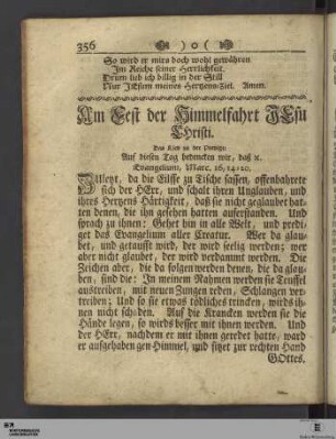 Am Fest der Himmelfahrt JEsu CHristi.