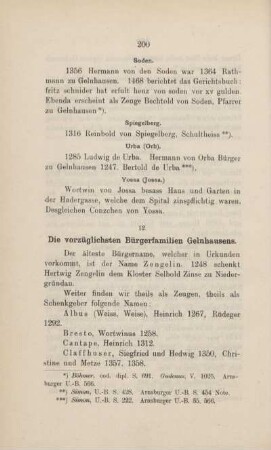 12. Die vorzüglichsten Bürgerfamilien Gelnhausens.