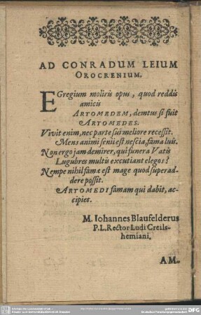 Ad Conradum Leium Orocrenium