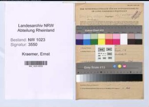 Entnazifizierung Ernst Kraemer , geb. 31.05.1892 (Graveurmeister)