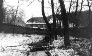 Triebischtal-Taubenheim. Obermühle, im Vordergrund ehem. Mühlgraben im Schloßpark
