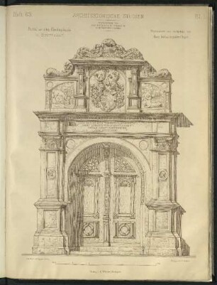 Portal am alten Kanzleigebäude in Stuttgart. Ansicht.
