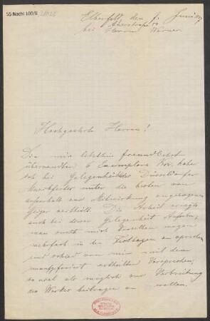Brief an B. Schott's Söhne : 07.06.1887