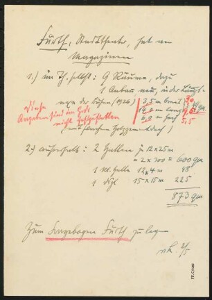 Stadttheater, Fürth: Schriftstück zum Fragebogen für das Handbuch »Das Deutsche Theater«