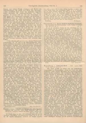 124-126 [Rezension] Meyenberg, A., Leben Jesu-Werk. I. Bd