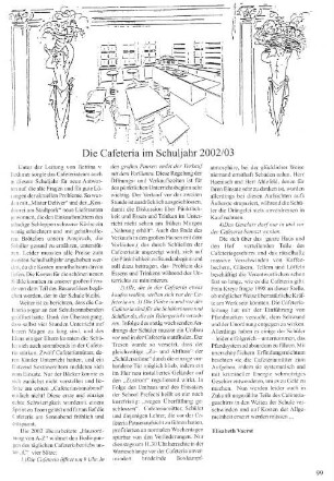 Die Cafeteria im Schuljahr 2002/03