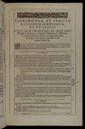 Testimonia, Et Elogia Illustrium Scriptorum De Hrabano.