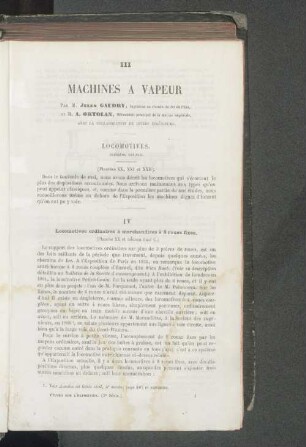 III Machines a vapeur