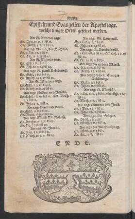 Episteln und Evangelien der Aposteltage, welche einiger Orten gefeiret werden