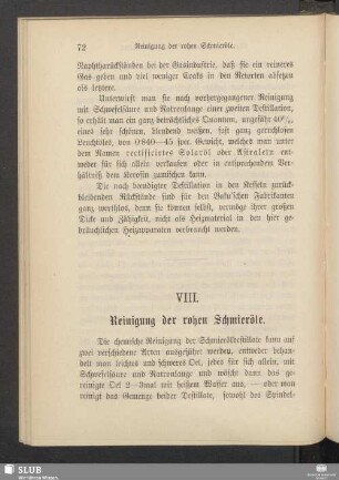 VIII. Reinigung der rohen Schmieröle
