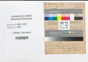 Entnazifizierung Hermann Leitner , geb. 09.07.1916 (Dentist)