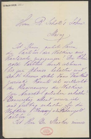 Brief an B. Schott's Söhne : 28.09.1895