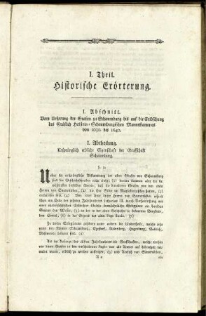 I. Theil. Historische Erörterung.