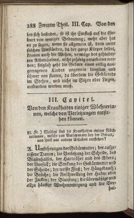 III. Capitel. Von den Krankheiten einiger Wöchnerinnen, welche von Verletzungen entstehen können.