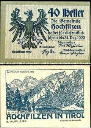 Hochfilzen, Tirol 40 Heller