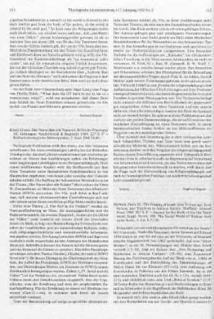111-112 [Rezension] Kittel, Gisela, Der Name über alle Namen ; 1.Biblische Theologie