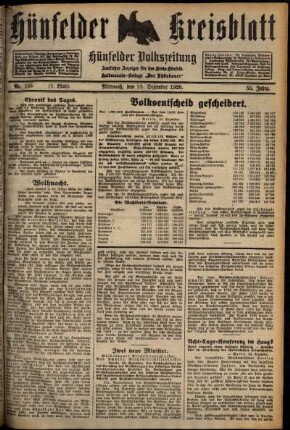 Erste Ausgabe vom Mittwoch, den 25. Dezember 1929.