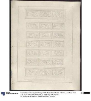 Sammlung architektonischer Entwürfe. Tafel 118 ( = Heft 20, Tafel 124, 1833): Berlin. Bauakademie. Reliefs der Fensterbrüstungen