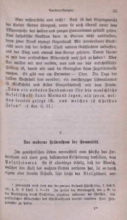 V. Das moderne Heidenthum der Humanität.