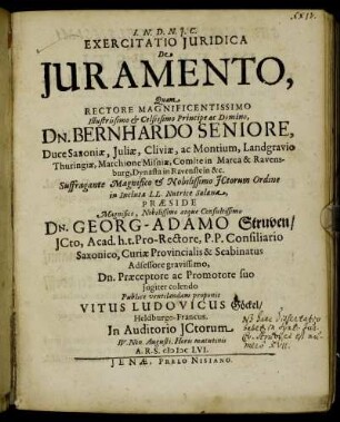 Exercitatio Iuridica De Iuramento