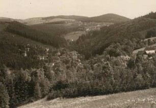 Ortsansicht Kipsdorf : Kipsdorf, Bärenfels und Schellerhau, Blick von Oberkipsdorf