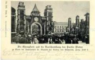 Der geschmückte Pariser Platz anlässlich des Besuchs von Kaiser Franz Josef