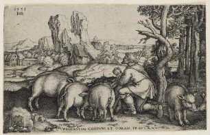 Verlorener Sohn hütet die Schweine