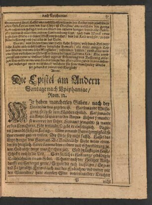 Die Epistel am Andern Sontage nach Epiphaniae/ Rom. 12.