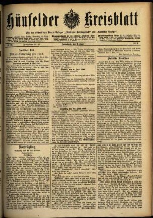 Ausgabe vom Samstag, den 07. Juni 1913.