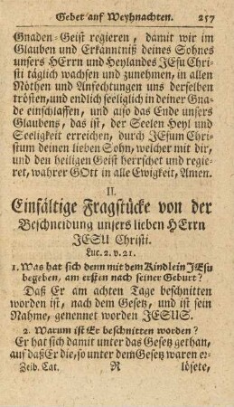 II. Einfältige Fragstücke von der Beschneidung unsers lieben Herrn Jesu Christi