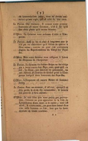 Dialogue Entre un Officier Autrichien, un Sergent qui vient d'abandonner les Drapeaux Autrichiens, & un Patriote de Gand