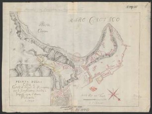 Pianta della Citta e Castelli di Napoli di Romania con le Fortifficationi stabilite e proposte sopra il Monte Palamida