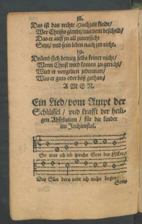 Ein Lied/ vom Ampt der Schlüssel ...