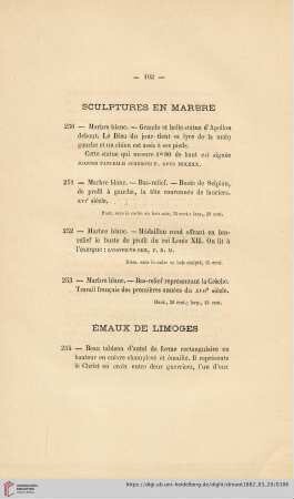 Sculpture en Marbre (Nr. 250 - 253)