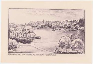 Parkanlage zwischen U-Bahnhof Thielplatz und Grunewald, Berlin-Dahlem: Perspektivische Ansicht (von Inv.Nr. 21905) (Inv.Nr. 21907-09 identisch)