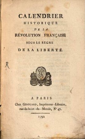 Calendrier historique de la Revolution française
