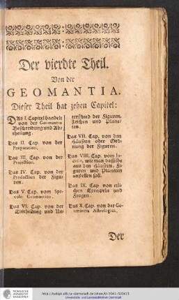 Der vierdte Theil von der Geomantia