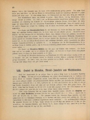 XIII. Handel in Metallen, Metall-Industrie und Maschinenbau.